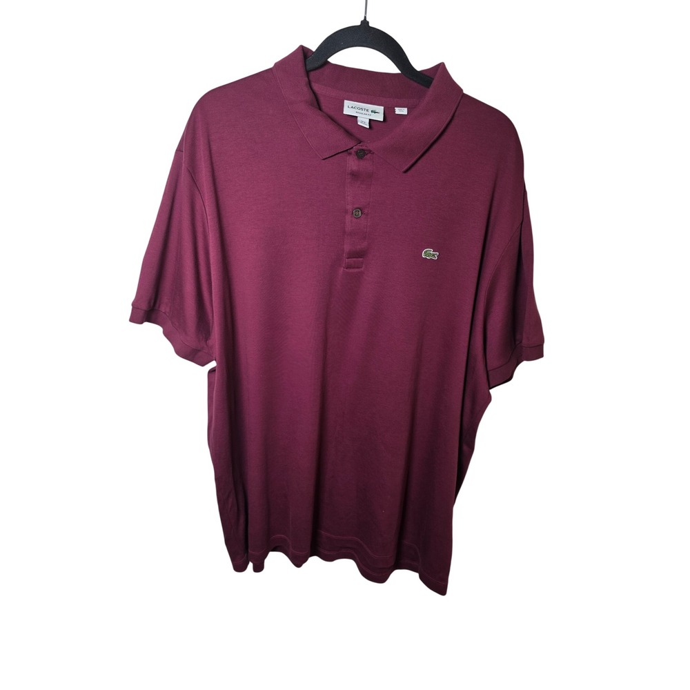 Lacoste Mens Regular Fit Polo Shirt Burgundy Maroon Cotton 3XL FR 8 FA13487